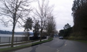 Driving along Lake Washington